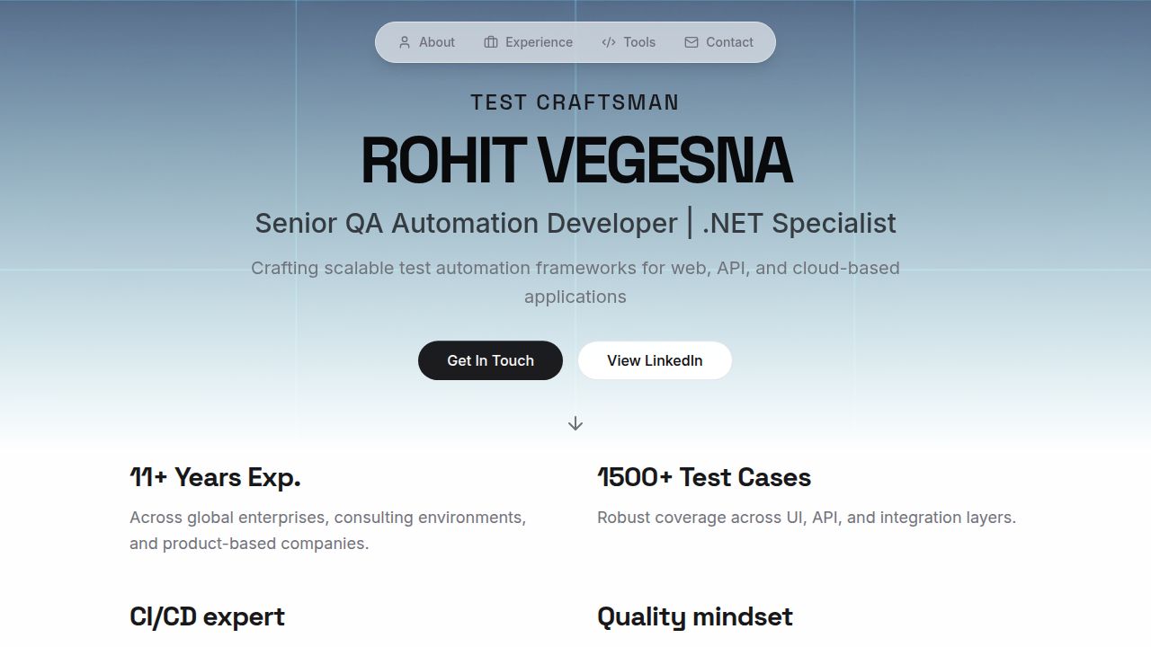 Rohit Vegesna | Senior QA Automation Engineer - Test Architecture & CI ...